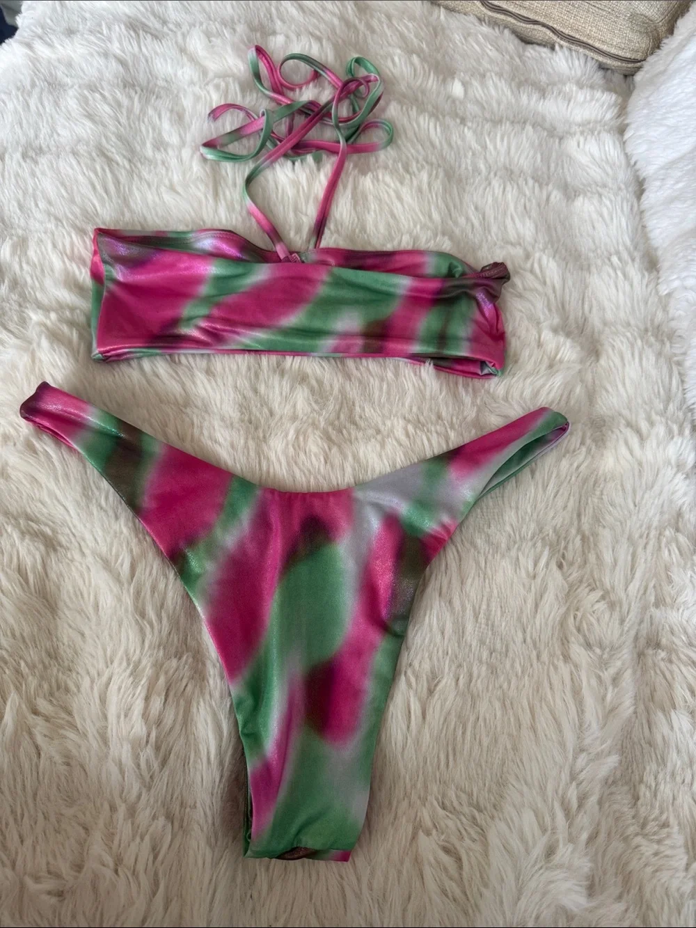 Lovers + Friends Pink and Green Tie-Dye Bandeau Top - Picture 5 of 5